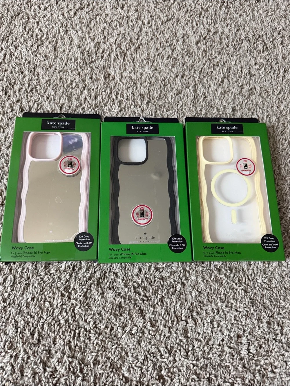 kate spade Wavy Clear iPhone Case Trio - Yellow, Black, Pink Accents